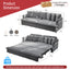 LLappuil Pull Out Sofa Bed King Size, 82" Loveseat Sofa with Bluetooth Speakers, USB Ports, Side Pockets, Corduroy Sofa Couch Convertible Sofa Bed for Living Room Gray