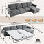 LLappuil Sectional Sofa, 107" Sectional Couch with Pull Out Sofa Bed Queen Size, 4 Seat Velvet Sofa with Memory Foam Mattress for Living Room Dark Gray