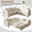 LLappuil Sectional Sofa, 85" Sectional Couch with Pull Out Sofa Bed King Size, 5 Seat Teddy Sofa Convertible Sofa Bed for Living Room Beige