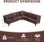 LLappuil Sectional Sofa, 103" x 103" Chesterfield Sofa with Nailhead, 7 Seat Faux Leather Tufted Couch for Living Room Brown