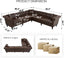 LLappuil Sectional Sofa, 100" x 100" Chesterfield Sofa with Rolled Arms and Nailhead, 5 Seat Faux Leather Tufted Couch for Living Room Brown