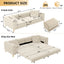 LLappuil Pull Out Sofa Bed King Size, 98" Tufted 3 Seat Sofa Convertible Sleeper Sofa Bed, Oversized 28" Deep Seat Velvet Sofa Couch for Living Room Beige
