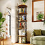 LLappuil 5 Tier Rotating Bookshelf, 360° Display Swivel Bookcase, Corner Bookshelf for for Bedroom, Living Room Brown