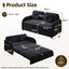 LLappuil Pull Out Sofa Bed Full Size, Loveseat Sofa Covertible Sofa Bed, Chenille Sofa Couch with USB Port, Side Pocket for Living Room Black