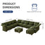 LLappuil Modular Sectional Sofa, Sectional Couch with Storage Seat, Oversized Corduroy Sofa Couch with Adjustable Arms Backs for Living Room Green