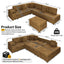 LLappuil 110" Sectional Sofa, Modular Sectional Couch Convertible Sofa Bed, 7 Seat Corduroy Sofa Couch with Movable Ottoman, Hidden Armrest Storage & USB Charging Ports Camel