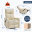 LLappuil Recliner Chair, 360° Swivel Massage Recliner Chair with Heat, Nursery Glider Rocker Recliner Chair for Living Room, Bedroom, Faux Leather Beige