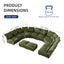 LLappuil Modular Sectional Sofa, Oversiezed Curved Sectional Couch with Storage & Hexagon Seat, Corduroy Sectional Sofa with Adjustable Arms & Backs for Living Room Green