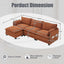 LLappuil Sectional Sofa, 4 Seat Corduroy Cloud Sofa Couch with Reversible Ottoman for Living Room Orange