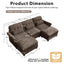 LLappuil 98" Sectional Sofa, U Shaped Modular Sectional Couch with Double Movable Ottoman, Cloud Chenille Sofa Couch for Living Room