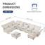 LLappuil Modular Sectional Sofa, Sectional Couch with Storage Seat, Oversized Corduroy Sofa Couch with Adjustable Arms Backs for Living Room Beige