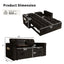 LLappuil Pull Out Sofa Bed Full Size, 65" Loveseat Sofa Convertible Sofa Bed, Chenille Sofa Couch with Small Toptable, Charging Port, Hidden Storage Armrest for Living Room Black