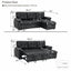 LLappuil 88" Sectional Sofa, Mid-Century L Shaped Sectional Couch with Pull Out Sofa Bed, Convertible Sofa Bed with Storage Chaise for Living Room, Foil Fabric Black
