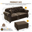 LLappuil Modular Sectional Sofa, 4 Seat Velvet Sofa Couch Convertible Sofa Bed for Living Room Brown
