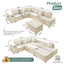 LLappuil Sectional Sofa, 110" Sectional Couch with Pull Out Sofa Bed, Corduroy Sofa Couch Convertible Sofa Bed with Hidden Armrest Storage, USB Charging Ports, Cup Holders Beige