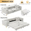LLappuil Pull Out Sofa Bed King Size, 98" Tufted 3 Seat Sofa Convertible Sleeper Sofa Bed, Oversized 28" Deep Seat Velvet Sofa Couch for Living Room Light Gray