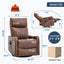 LLappuil Recliner Chair, 360° Swivel Massage Recliner Chair with Heat, Nursery Glider Rocker Recliner Chair for Living Room, Bedroom, Faux Leather Brown