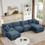 LLappuil Modular Sectional Sofa, Sectional Couch with 2 Movable Ottoman, Chenille 6 Seat Cloud Sofa Couch for Living Room Blue