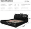 LLappuil Upholstered Platform Bed King Size, Oversized Wood Bed Frame with Padded Backrest Black