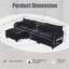 LLappuil Sectional Sofa, 4 Seat Corduroy Cloud Sofa Couch with Reversible Ottoman for Living Room Black