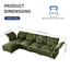 LLappuil Modular Sectional Sofa, Sectional Couch with Storage Seat, Oversized Corduroy Sofa Couch with Adjustable Arms Backs for Living Room Green
