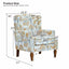 LLappuil Accent Chair, Mid-century Wingback Single Sofa Chair with Nailhead Trim Armrest, Flower Printed Polyester Fabric Reading Chair for Living Room
