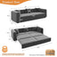 LLappuil 89" Velvet Chesterfield Sofa, Oversized Pull Out Sofa Bed King Size, Loveseat Sofa Couch Convertible Sofa Bed for Living Room Gray