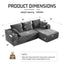LLappuil 95" Sectional Sofa, Modular Sectional Couch with Left Chaise, Cup Holders, Side Pocket, Corduroy Boneless Sofa Couch for Living Room