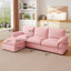LLappuil Sectional Sofa, Cloud Sectional Couch with Movable Ottoman, 4 Seat Chenille Sofa Couch for Living Room Pink