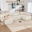 LLappuil 146" Sectional Sofa, U Shaped Sectional Couch with Chaise, 5 Seat Corduroy Sofa Convertible Sleeper Sofa Bed for Living Room Beige