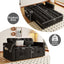 LLappuil Pull Out Sofa Bed Full Size, 65" Loveseat Sofa Convertible Sofa Bed, Velvet Sofa Couch with Small Toptable, Charging Port, Hidden Storage Armrest for Living Room Black