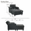 LLappuil Accent Chair with Storage Ottoman, Convertible Sofa Bed, Single Sofa Reading Chair with Reclining Backrest, Cup Holders, USB & Type-C Charging Port for Living Room Dark Gray