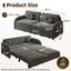 LLappuil Pull Out Sofa Bed King Size, Loveseat Sofa Covertible Sofa Bed, Chenille Sofa Couch with USB Port, Side Pocket for Living Room Gray