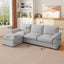LLappuil Sectional Sofa, Cloud Sectional Couch with Movable Ottoman, 4 Seat Chenille Sofa Couch for Living Room Gray