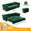 LLappuil 89" Loveseat Sofa, Pull Out Sofa Bed King Size, Chesterfield Sofa Convertible Sleeper Sofa Bed, Velvet 3-Seater Sofa with Movable Ottoman for Living Room Green