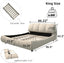 LLappuil Upholstered Platform Bed King Size, Oversized Wood Bed Frame with Padded Backrest Beige