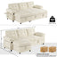 LLappuil 86" Sectional Sofa, Sectional Couch with Pull Out Sofa Bed, Corduroy Sofa Couch Convertible Sofa Bed with Storage Chaise, Small Desktop, Charging Port for Living Room