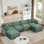 LLappuil Modular Sectional Sofa, Sectional Couch with 2 Movable Ottoman, Chenille 6 Seat Cloud Sofa Couch for Living Room Mint Green