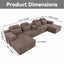 LLappuil 145" Sectional Sofa, Oversized Modular Sectional Sofa with Cup Holder, Hidden Storage, 4 Seat Corduroy Sofa Couch with Chaise for Living Room Brown