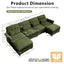 LLappuil 126" Sectional Sofa, U Shaped Modular Sectional Couch with Double Movable Ottoman, Cloud Chenille Sofa Couch for Living Room