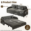 LLappuil Pull Out Sofa Bed Queen Size, Loveseat Sofa Covertible Sofa Bed, Chenille Sofa Couch with USB Port, Side Pocket for Living Room Gray
