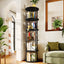 LLappuil 5 Tier Rotating Bookshelf, 360° Display Swivel Bookcase, Corner Bookshelf for for Bedroom, Living Room Black
