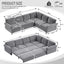 LLappuil Sectional Sofa, Pull Out Sofa Bed King Size, 6 Seat Chenille Sofa Couch Convertible Sleeper Sofa Bed for Living Room Light Gray