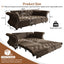 LLappuil 84" Pull Out Sofa Bed Queen Size, Oversized Chesterfield Velvet Sofa with Flower Tufting, Loveseat Sofa Couch Convertible Sofa Bed for Living Room Brown