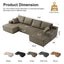 LLappuil 130" Sectional Sofa, U Shaped Modular Sectioanl Couch with Chaise, Boneless Corduroy Sofa Couch for Living Room, No Assembly Compression Sofa Taupe