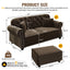 LLappuil Modular Sectional Sofa, Loveseat Sofa with Ottoman, Velvet Chesterfield Sofa for Living Room Brown