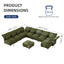 LLappuil Modular Sectional Sofa, Sectional Couch with Storage Seat, Oversized Corduroy Sofa Couch with Adjustable Arms Backs for Living Room Green