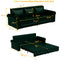 LLappuil King Size Pull Out Sofa Bed, Oversized Loveseat Sofa Convertible Sleeper Sofa Bed, Faux Leather Sofa Couch for Living Room Apartment Green