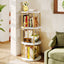 LLappuil 3 Tier Rotating Bookshelf, 360° Display Swivel Bookcase, Corner Bookshelf for for Bedroom, Living Room White
