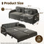 LLappuil Pull Out Sofa Bed King Size, Loveseat Sofa Covertible Sofa Bed, Chenille Sofa Couch with USB Port, Side Pocket for Living Room